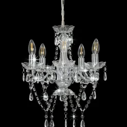 Verlichting*vidaXL Kroonluchter met kristallen kralen rond 5xE14 kleurig Zilver