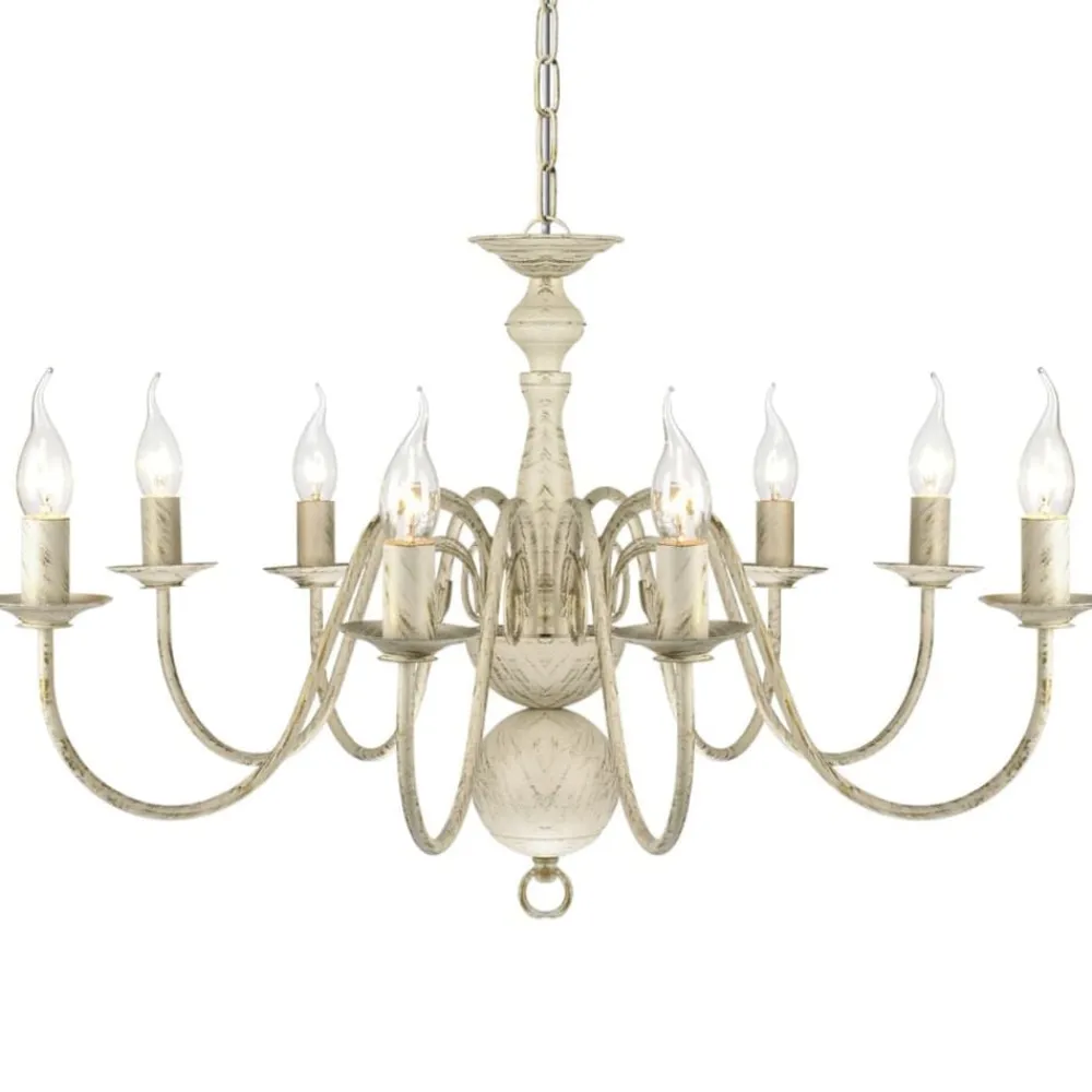 Verlichting*vidaXL Kroonluchter metaal 8 x E14 lampen Wit