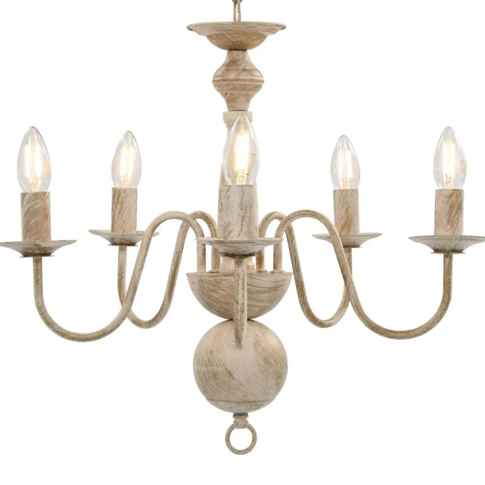 Verlichting*vidaXL Kroonluchter 5xE14 antiek Wit