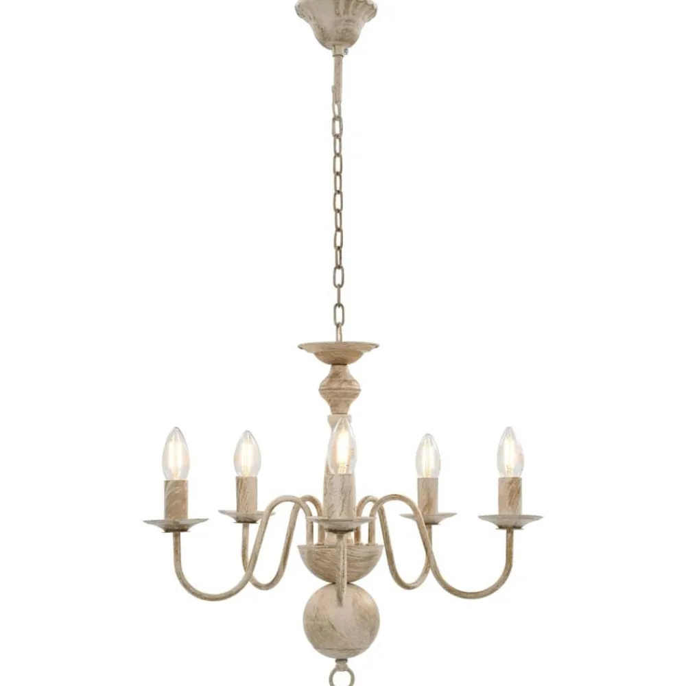 Verlichting*vidaXL Kroonluchter 5xE14 antiek Wit