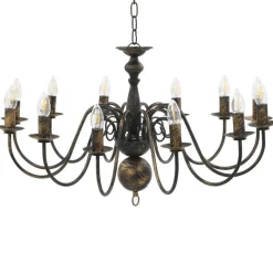 Verlichting*vidaXL Kroonluchter 12xE14 antiek Zwart