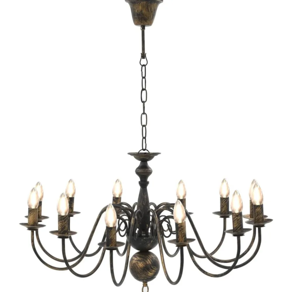 Verlichting*vidaXL Kroonluchter 12xE14 antiek Zwart