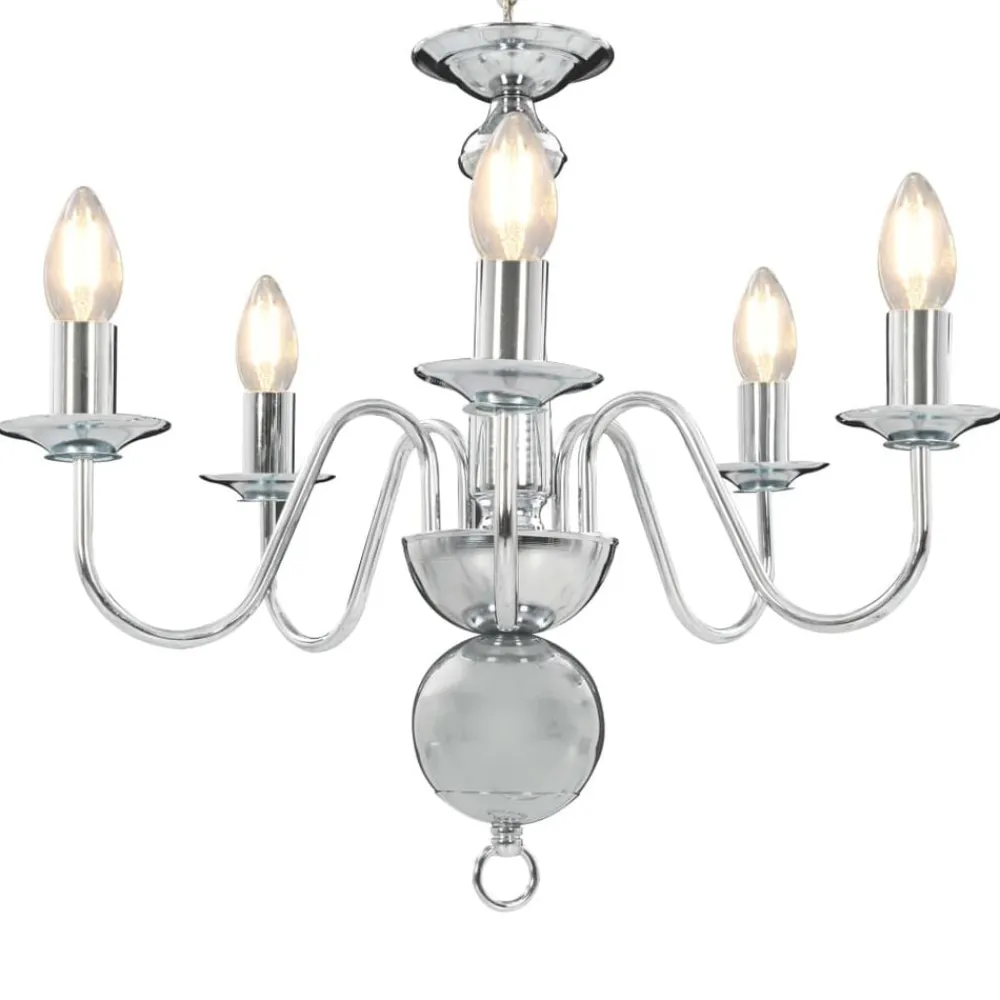 Verlichting*vidaXL Kroonluchter 5xE14 kleurig Zilver