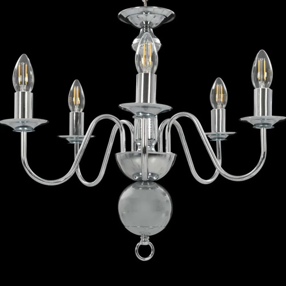 Verlichting*vidaXL Kroonluchter 5xE14 kleurig Zilver