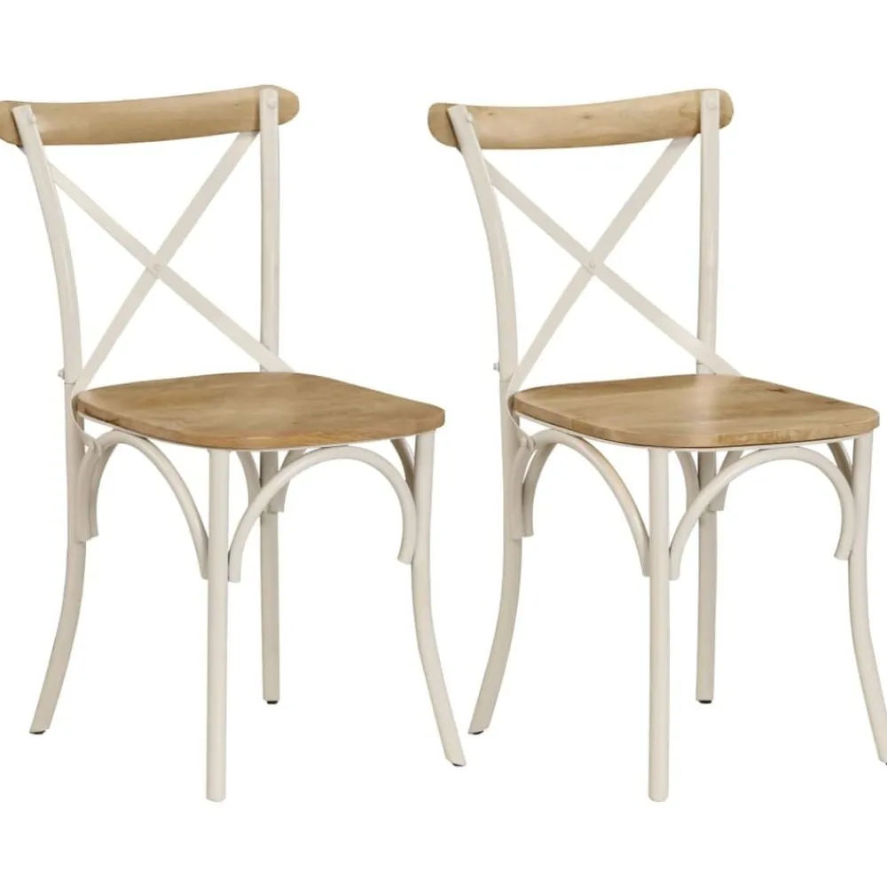 Stoelen*vidaXL Kruisstoelen 2 st massief mangohout wit