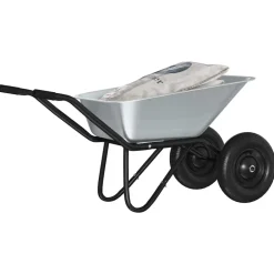 Tuin & Gazon*vidaXL Kruiwagen Zilver en Zwart 137 x 60 x 65,5 cm Staal