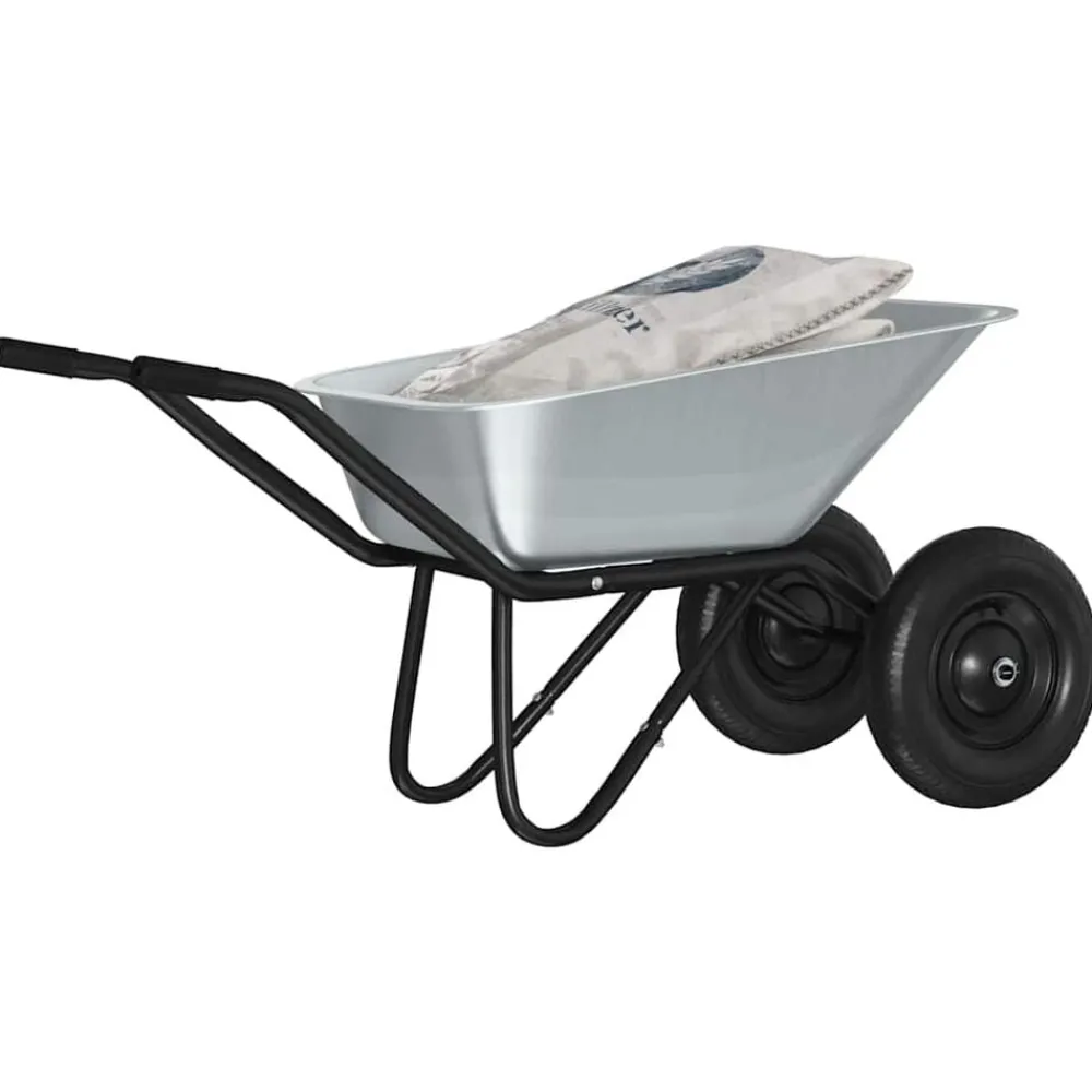 Tuin & Gazon*vidaXL Kruiwagen Zilver en Zwart 137 x 60 x 65,5 cm Staal