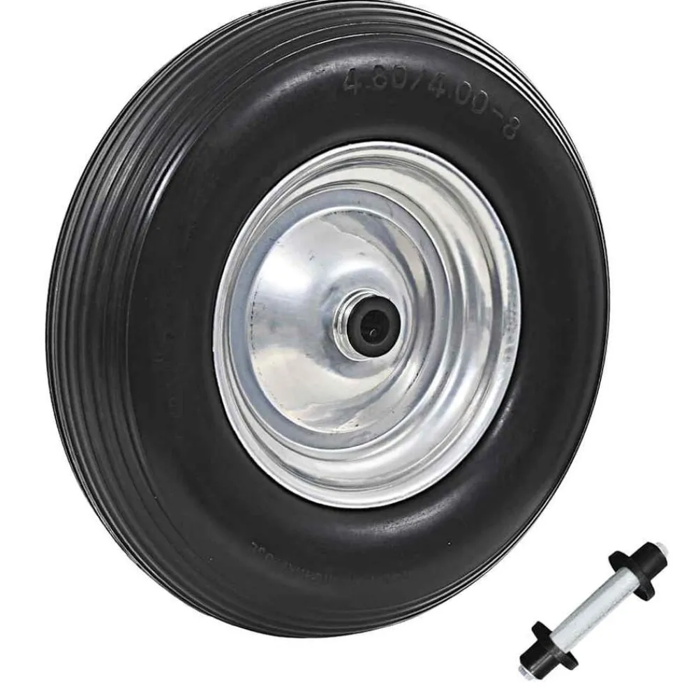 Kruiwagenwiel met as 4,00-8 390 mm massief PU>vidaXL Sale