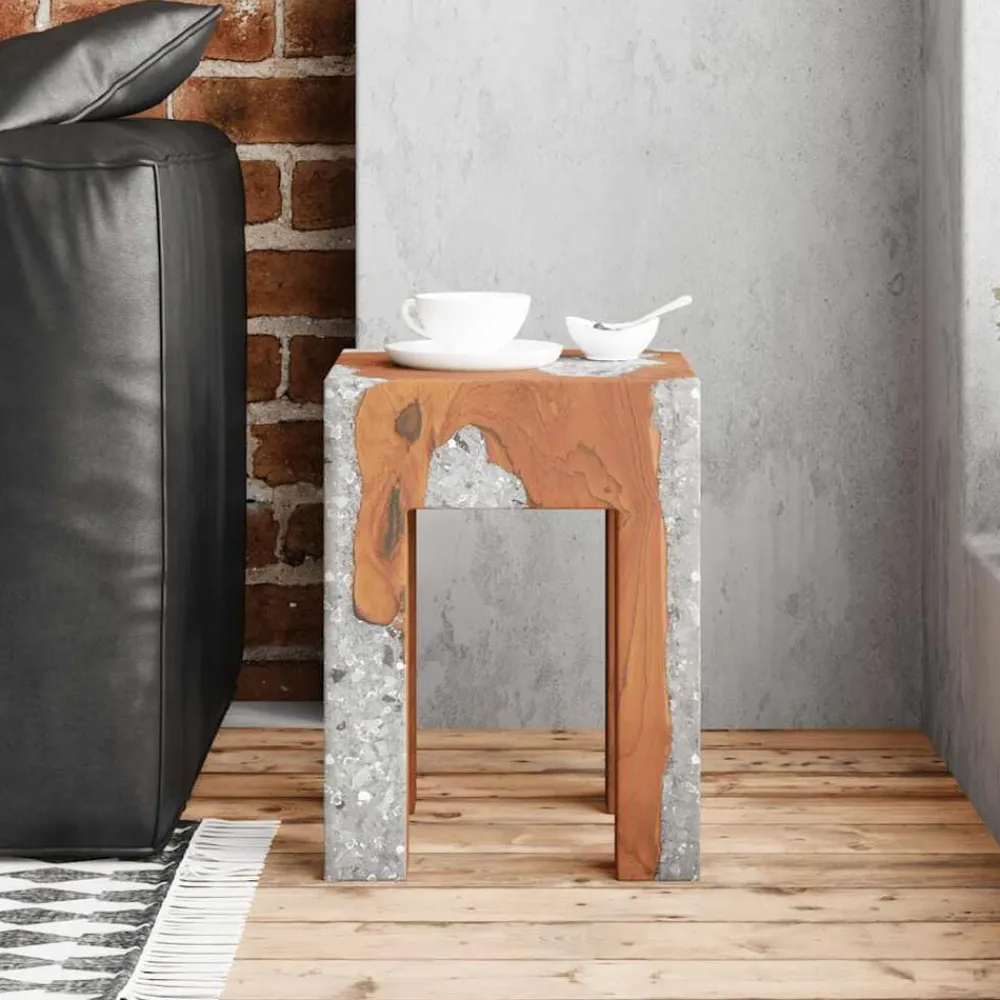 Stoelen*vidaXL Kruk massief teakhout en hars