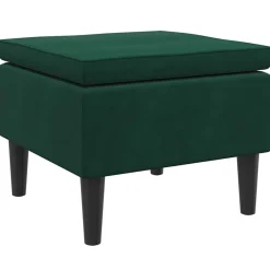 Stoelen*vidaXL Kruk met houten poten fluweel Donkergroen