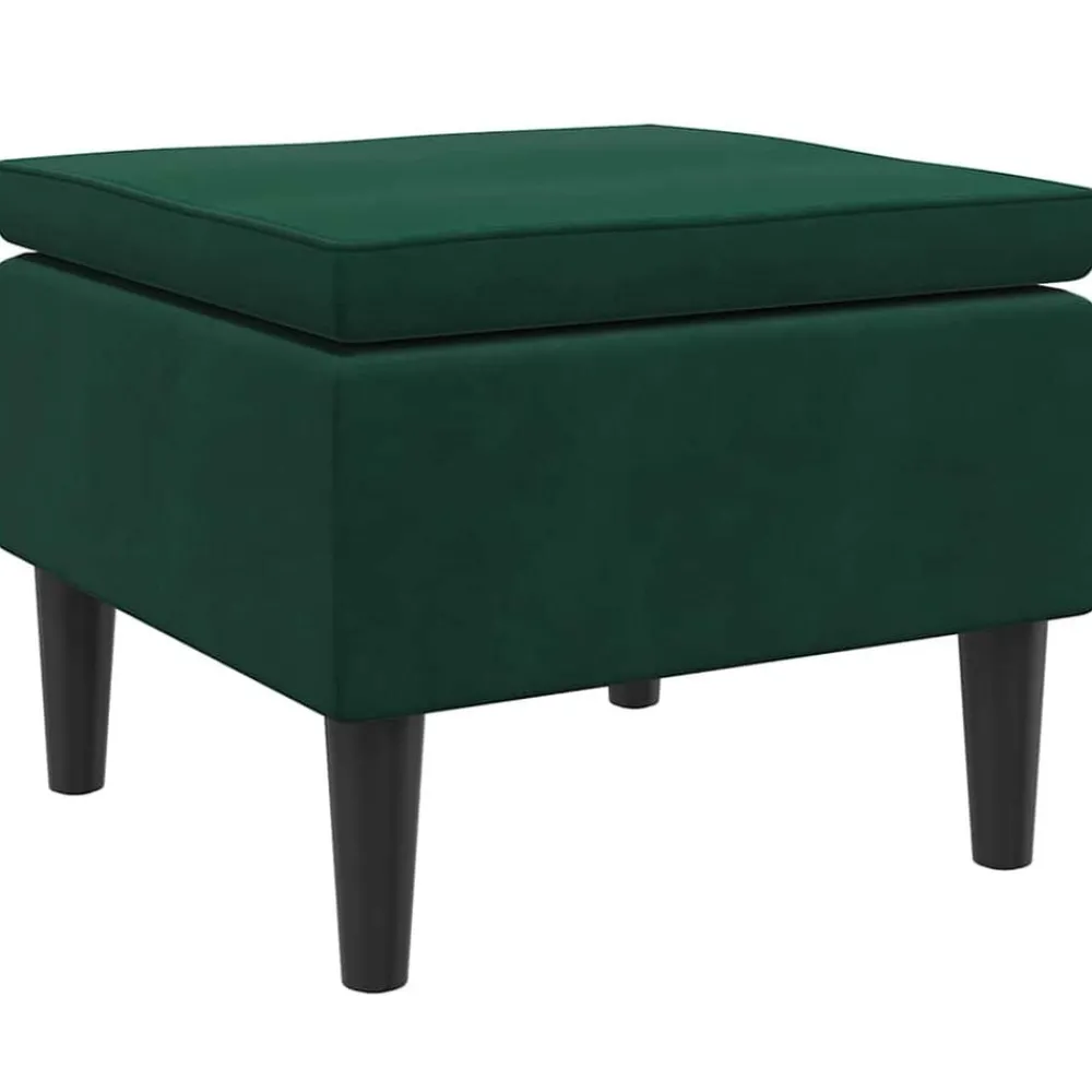 Stoelen*vidaXL Kruk met houten poten fluweel Donkergroen