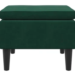 Stoelen*vidaXL Kruk met houten poten fluweel Donkergroen