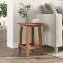 Stoelen*vidaXL Kruk Naturel 30 x 30 x 47 cm Mahoniehout