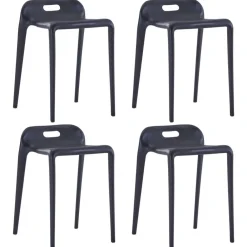 Stoelen*vidaXL Krukken stapelbaar 4 st kunststof Zwart