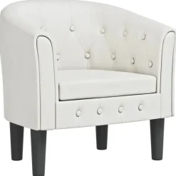 Stoelen*vidaXL Kuipstoel kunstleer Wit