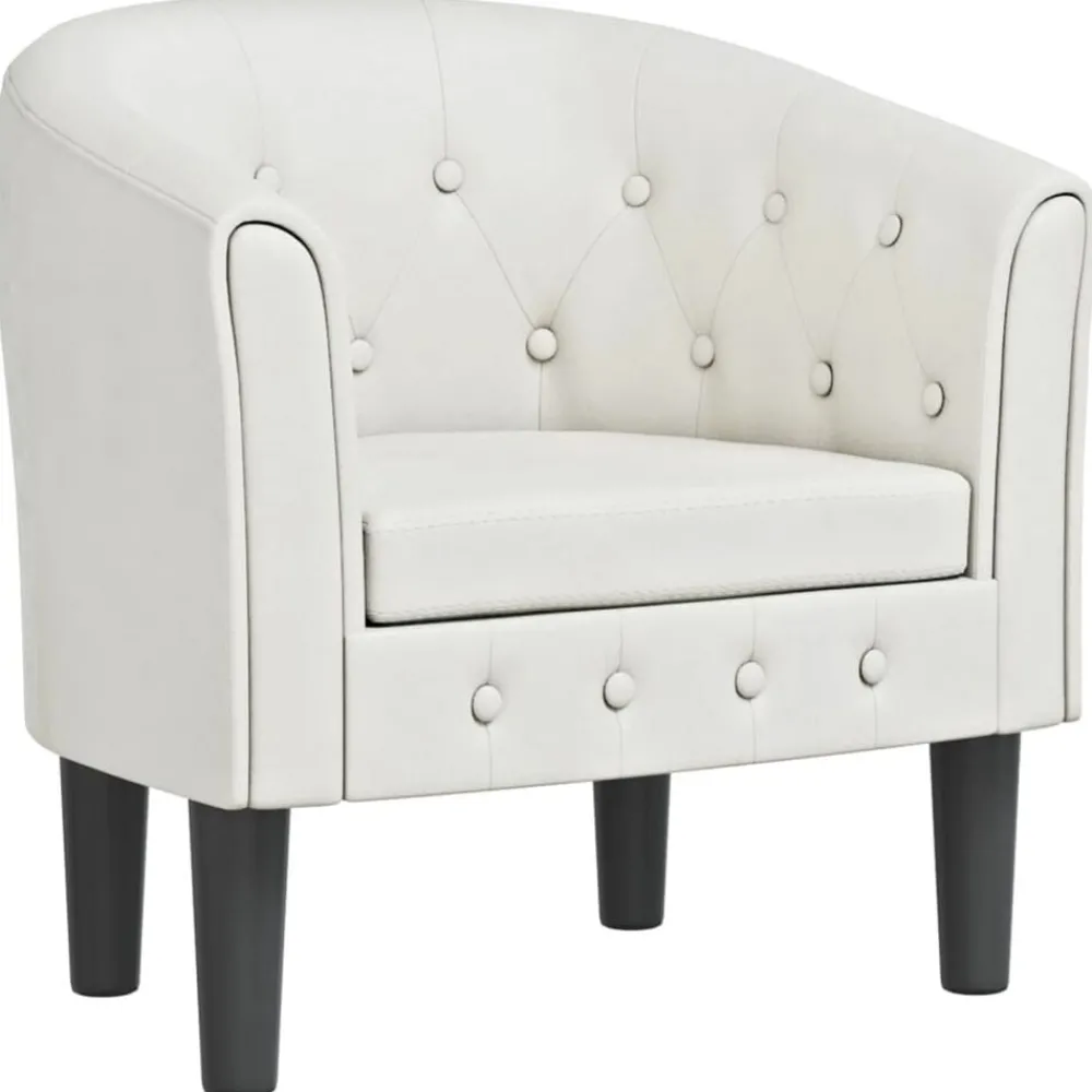 Stoelen*vidaXL Kuipstoel kunstleer Wit