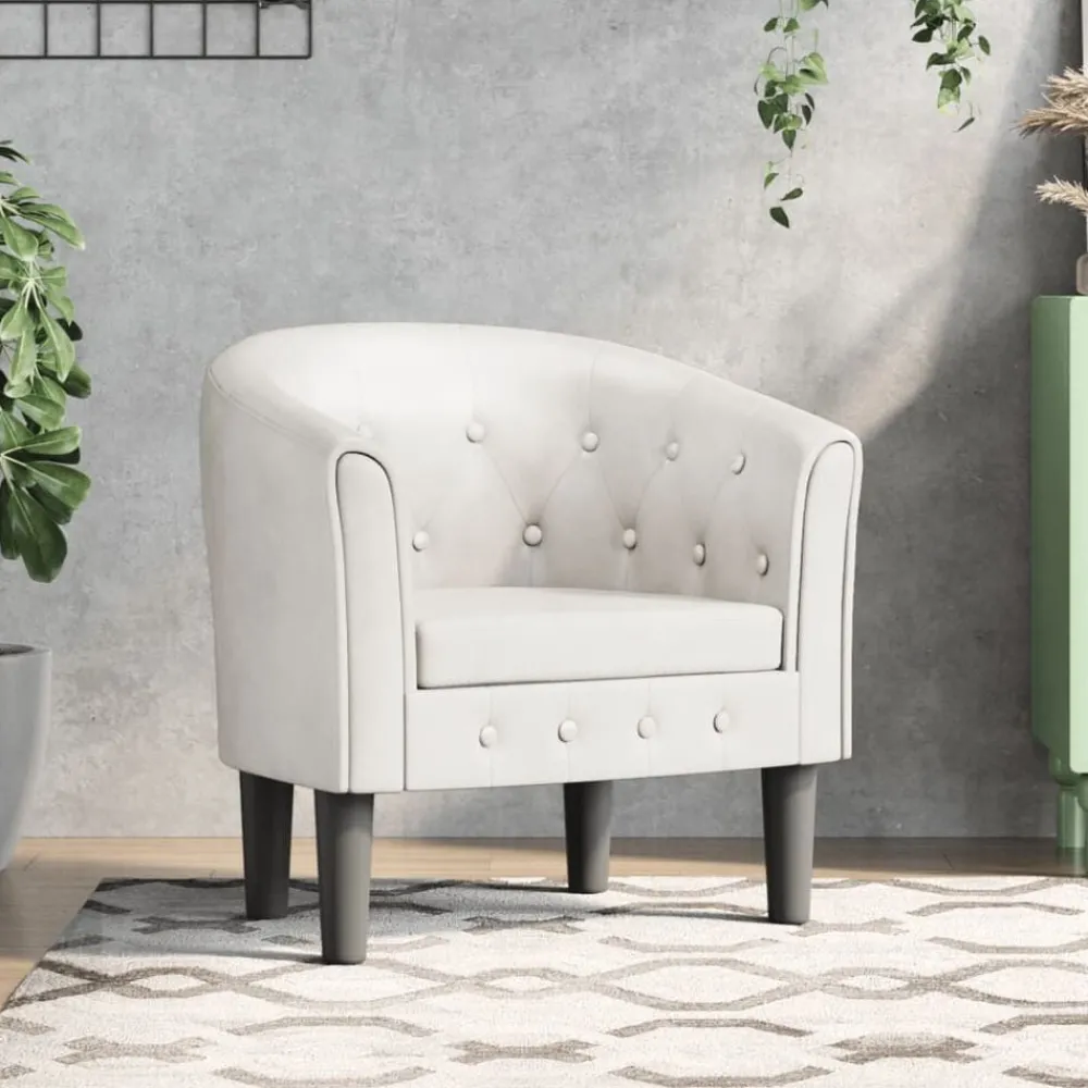 Stoelen*vidaXL Kuipstoel kunstleer Wit