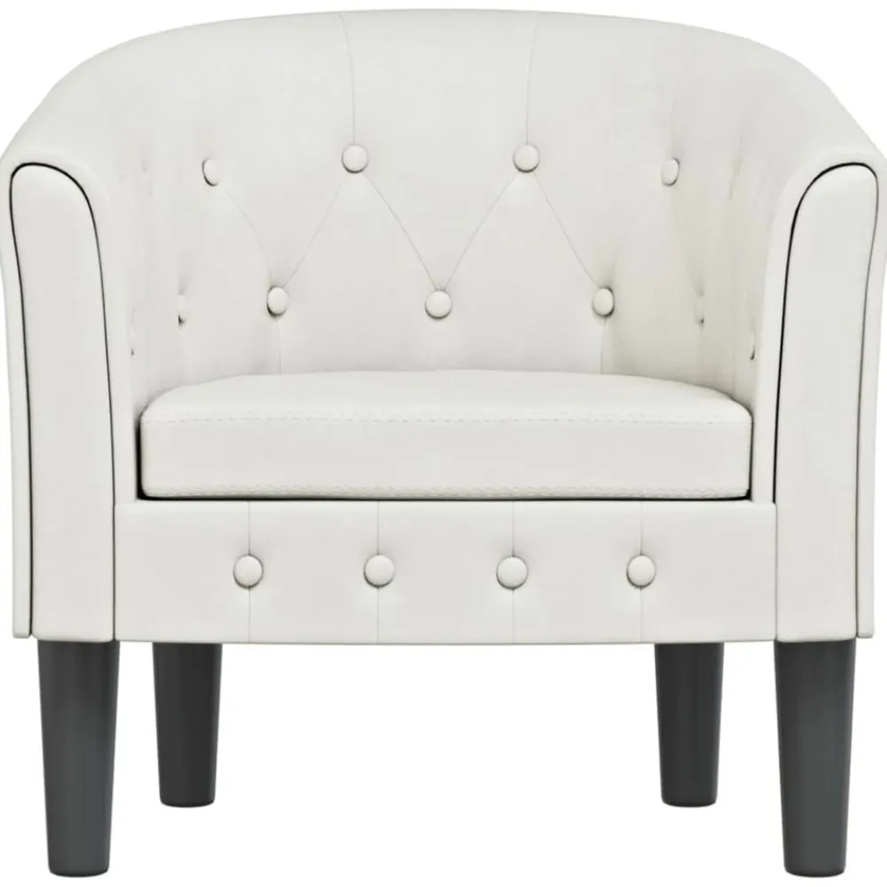 Stoelen*vidaXL Kuipstoel kunstleer Wit