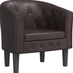 Stoelen*vidaXL Kuipstoel kunstleer Bruin