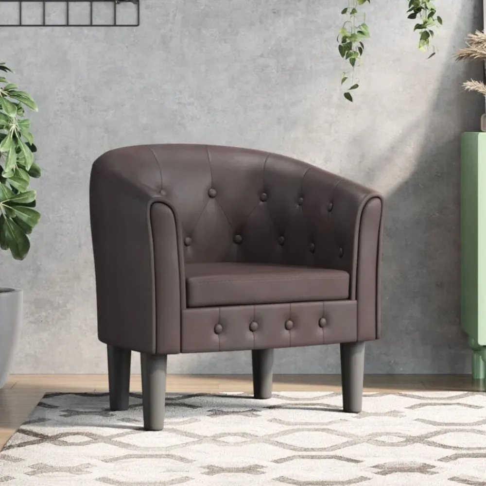 Stoelen*vidaXL Kuipstoel kunstleer Bruin