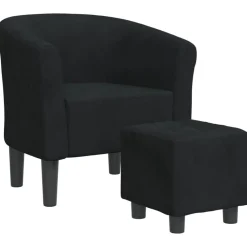 Stoelen*vidaXL Kuipstoel met voetenbank fluweel Zwart