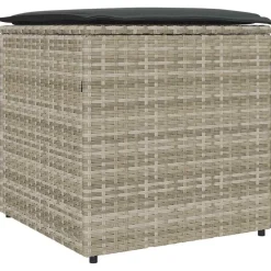 Kussenbox met opslag Lichtgrijs 50 x 50 x 50 cm poly rattan>vidaXL Sale