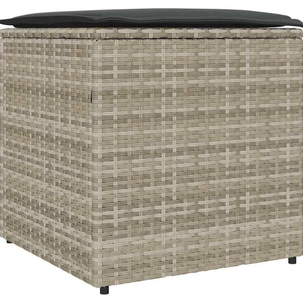 Kussenbox met opslag Lichtgrijs 50 x 50 x 50 cm poly rattan>vidaXL Sale