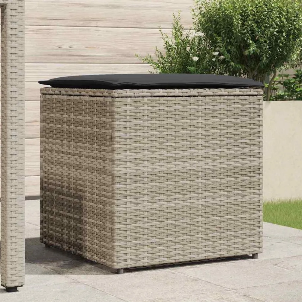 Kussenbox met opslag Lichtgrijs 50 x 50 x 50 cm poly rattan>vidaXL Sale