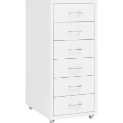 Kasten & Opbergmeubelen*vidaXL Ladeblok verrijdbaar 28x41x69 cm metaal Wit