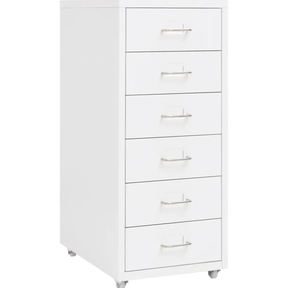 Kasten & Opbergmeubelen*vidaXL Ladeblok verrijdbaar 28x41x69 cm metaal Wit
