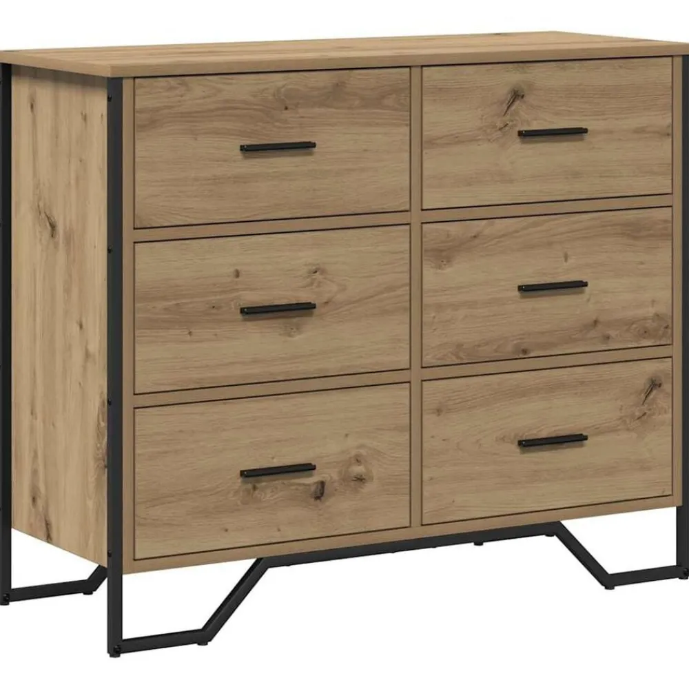 Kasten & Opbergmeubelen*vidaXL Ladekast met lade 2 pcs Artisan Eiken 91 x 35,5 x 74,5 cm artisanaal eikenkleurig