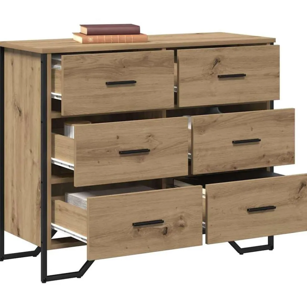 Kasten & Opbergmeubelen*vidaXL Ladekast met lade 2 pcs Artisan Eiken 91 x 35,5 x 74,5 cm artisanaal eikenkleurig