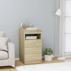 Kasten & Opbergmeubelen*vidaXL Ladekast 40x50x76 cm bewerkt hout kleurig Sonoma eiken