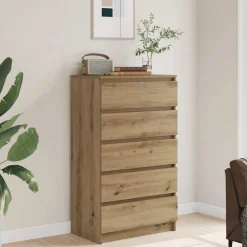 Kasten & Opbergmeubelen*vidaXL Ladekast 60x36x103 cm bewerkt hout artisanaal eikenkleur artisanaal eikenkleurig