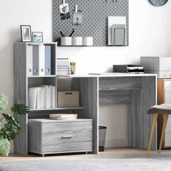 Kasten & Opbergmeubelen*vidaXL Ladenkast met wiel 55 x 45 x 31 cm Grijs sonoma