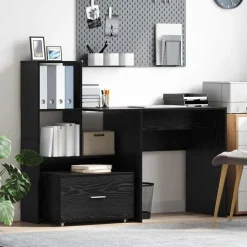 Kasten & Opbergmeubelen*vidaXL Ladenkast met wiel 55 x 45 x 31 cm Zwart eiken