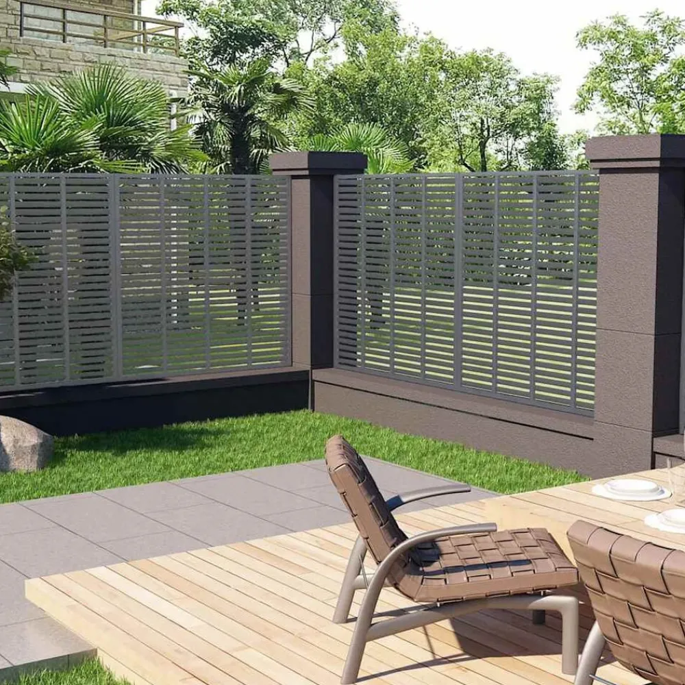 Tuinafscheidingen*vidaXL Lamellenhek 180x180 cm HKC Grijs