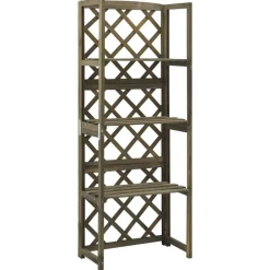 Tuin & Gazon*vidaXL Latwerk met schappen 55x30x140 cm massief vurenhout Grijs