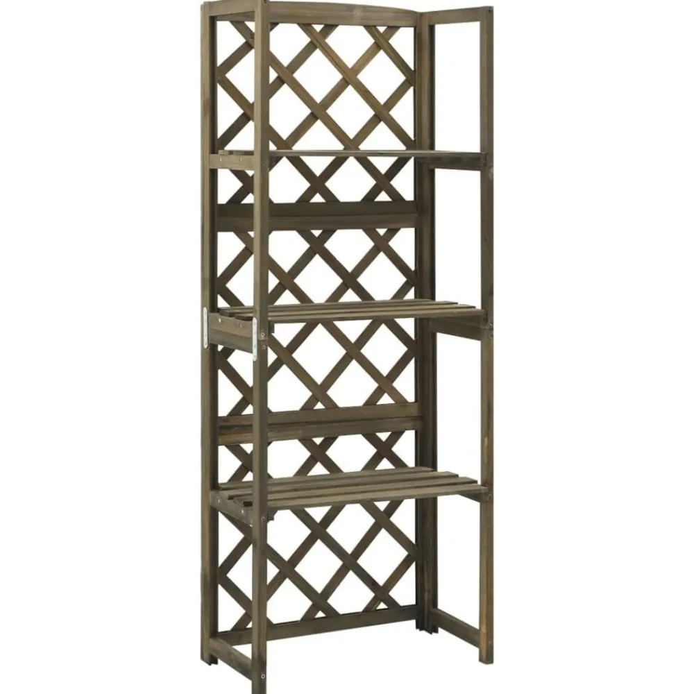Tuin & Gazon*vidaXL Latwerk met schappen 55x30x140 cm massief vurenhout Grijs
