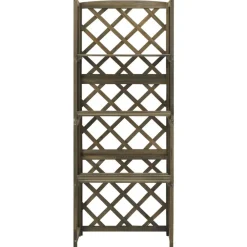 Tuin & Gazon*vidaXL Latwerk met schappen 55x30x140 cm massief vurenhout Grijs