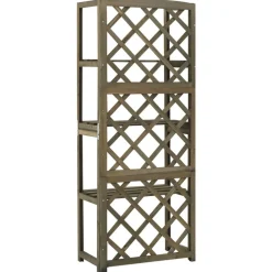 Tuin & Gazon*vidaXL Latwerk met schappen 55x30x140 cm massief vurenhout Grijs