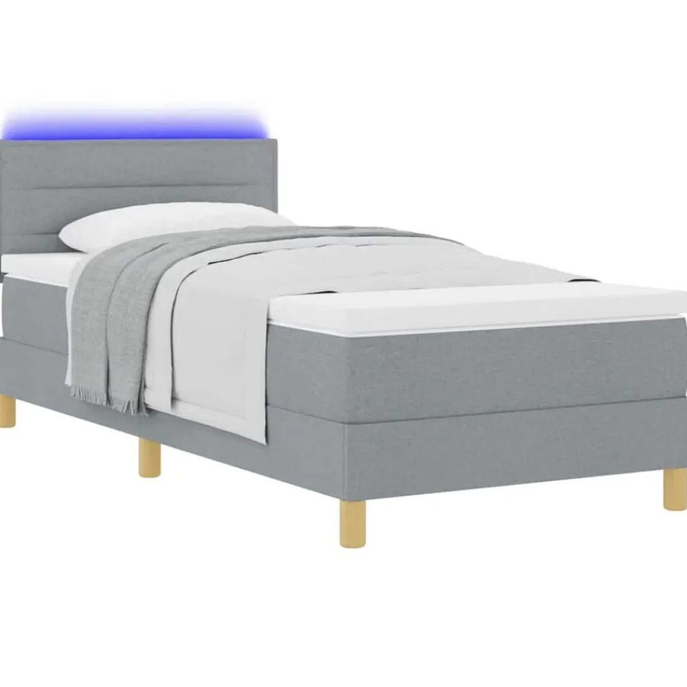 LED Box Spring Bed met hoofdeinde 80 x 200 cm Stof>vidaXL Best