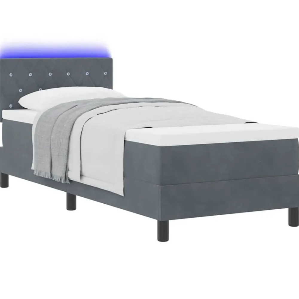 LED Box Spring Bed met matras 80 x 200 cm Fluweel>vidaXL Discount