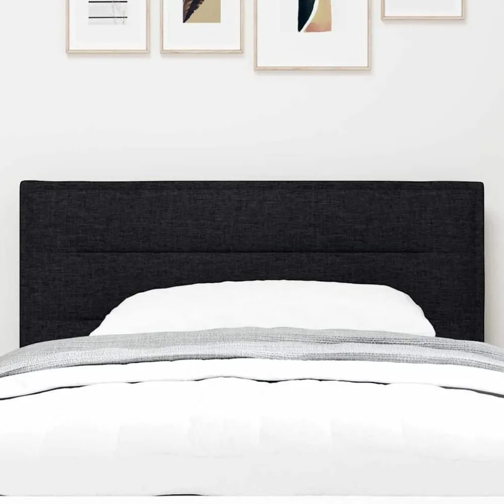 Bedden & Accessoires*vidaXL LED Hoofdbord met LED-stripverlichting 80 cm Stof Zwart