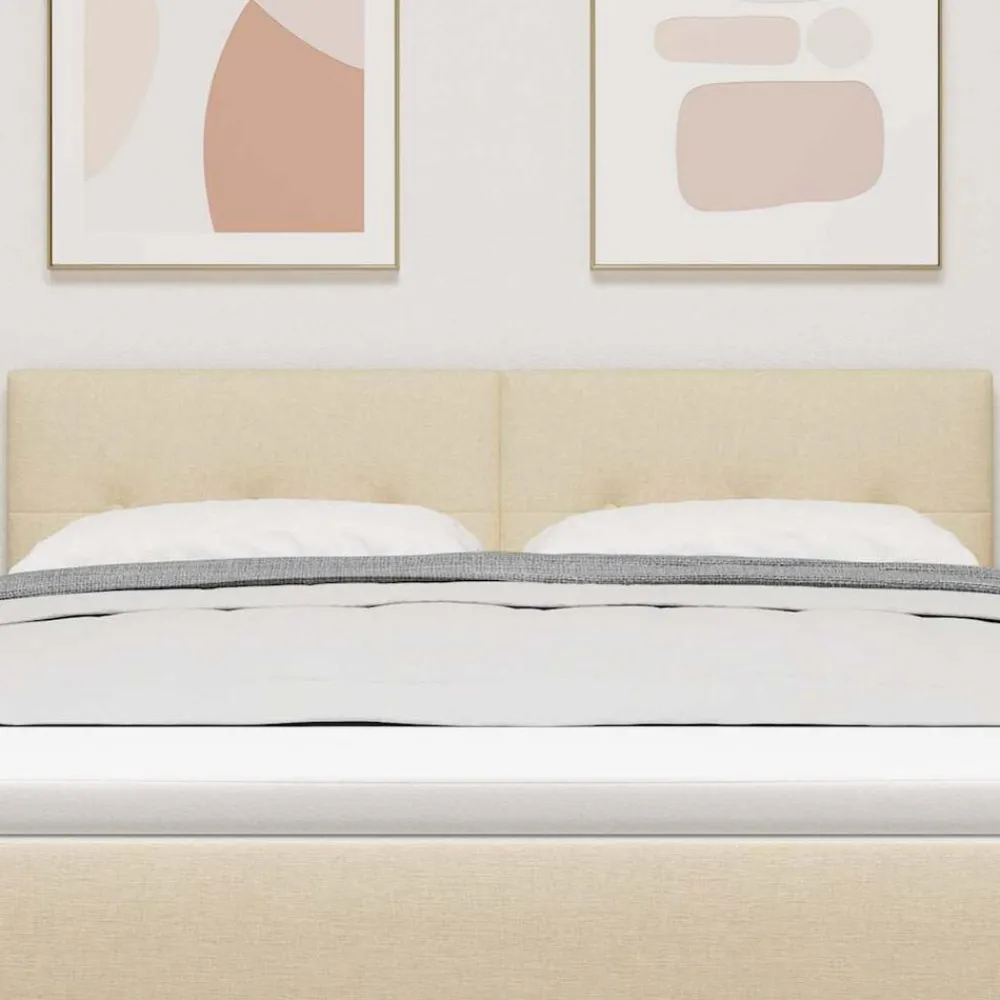 Bedden & Accessoires*vidaXL LED Hoofdbord met LED-stripverlichting Crème 144 cm Stof Crème