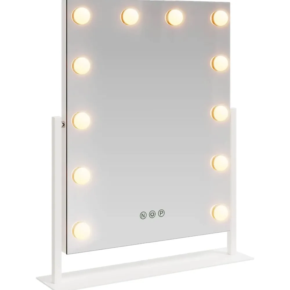 LED Make-up Spiegel Wit 44 x 10 x 53 cm Glas en Staal>vidaXL Clearance