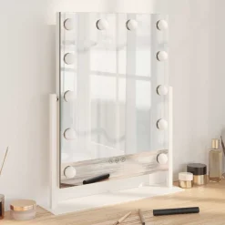 LED Make-up Spiegel Wit 44 x 10 x 53 cm Glas en Staal>vidaXL Clearance