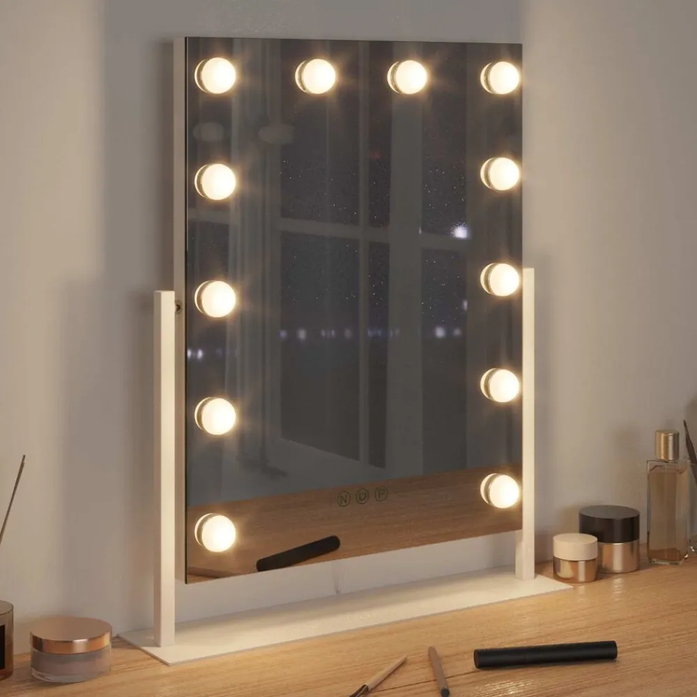 LED Make-up Spiegel Wit 44 x 10 x 53 cm Glas en Staal>vidaXL Clearance