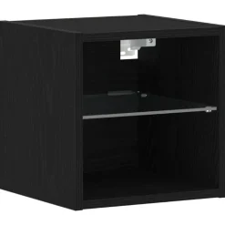 LED Wand Bedside Kast Zwart 30 x 28,5 x 30 cm Bewerkt hout>vidaXL Discount