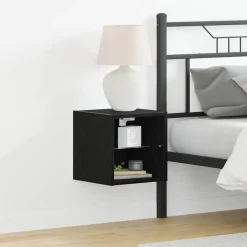 LED Wand Bedside Kast Zwart 30 x 28,5 x 30 cm Bewerkt hout>vidaXL Discount